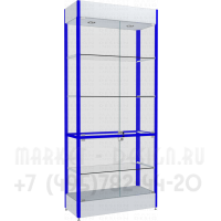 Витрина со стеклянными полками и подсветкой