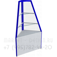 Угловой торговый прилавок со стеклянными полками