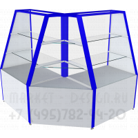 Угловые торговые прилавки со стеклянными полками