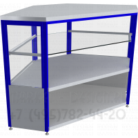 Остекленный угловой прилавок с рабочей столешницей