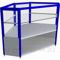 Остекленный угловой прилавок для демонстрации товара