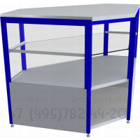 Остекленный угловой прилавок с рабочей столешницей
