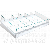 Полка с толкателями и стеклянными перегородками