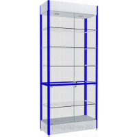 Стеклянная витрина с пятью полками и подсветкой