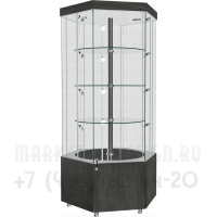 Стеклянная витрина шестигранник с подтоварной тумбой с крутящимися полками