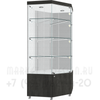 Стеклянная витрина внутренний угол с регулировкой полок с подтоварной тумбой